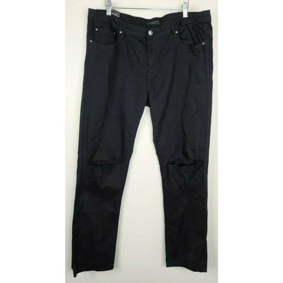 American Bazi Pants - American Bazi low rise Ripped Skinny Pants black